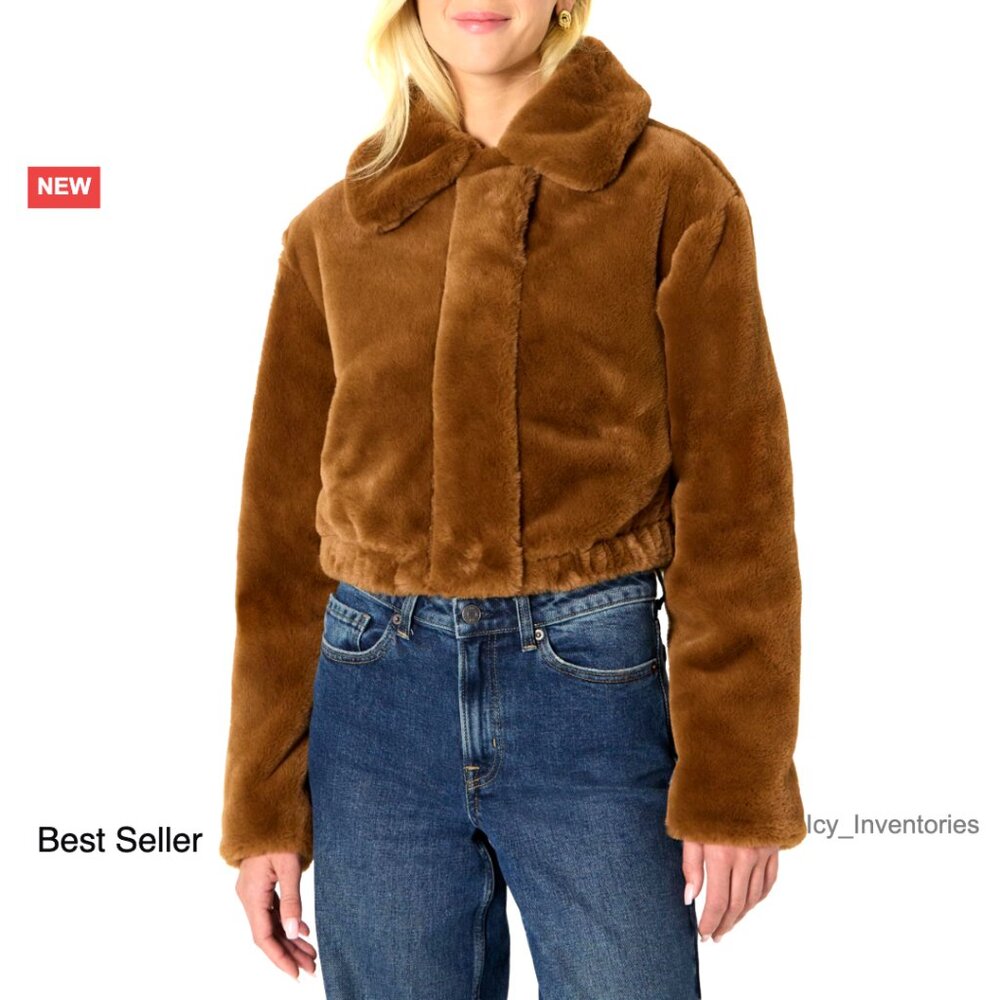 Oversized Cropped Faux Fur Jacket with Collar Y2K Chic Cozy Statement Piece